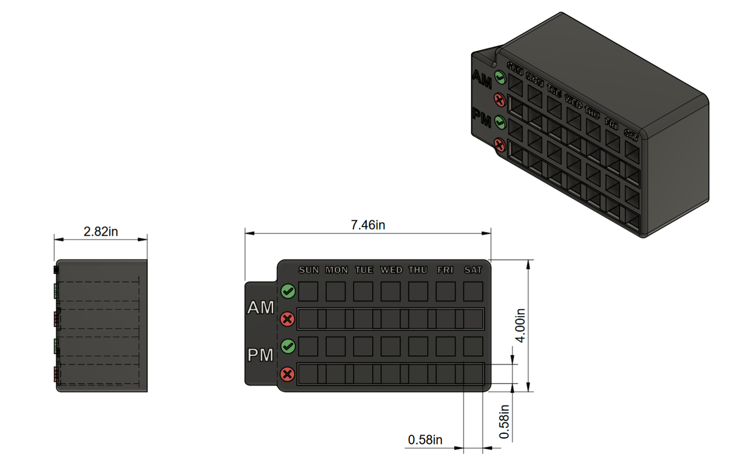 Medical Pod Organizer for Nebulizer – 7-Day AM/PM with Used/Unused Markers